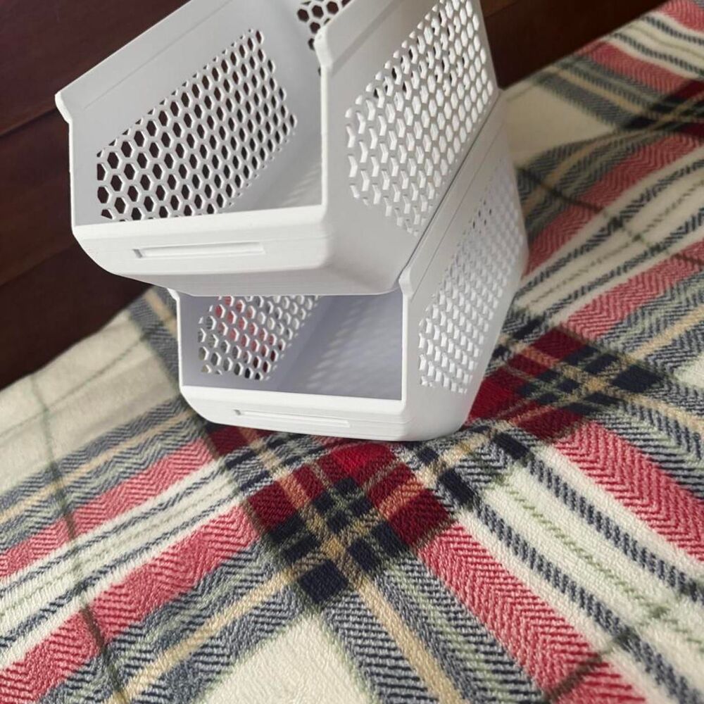 3D Printed Stackable White Storage Bins